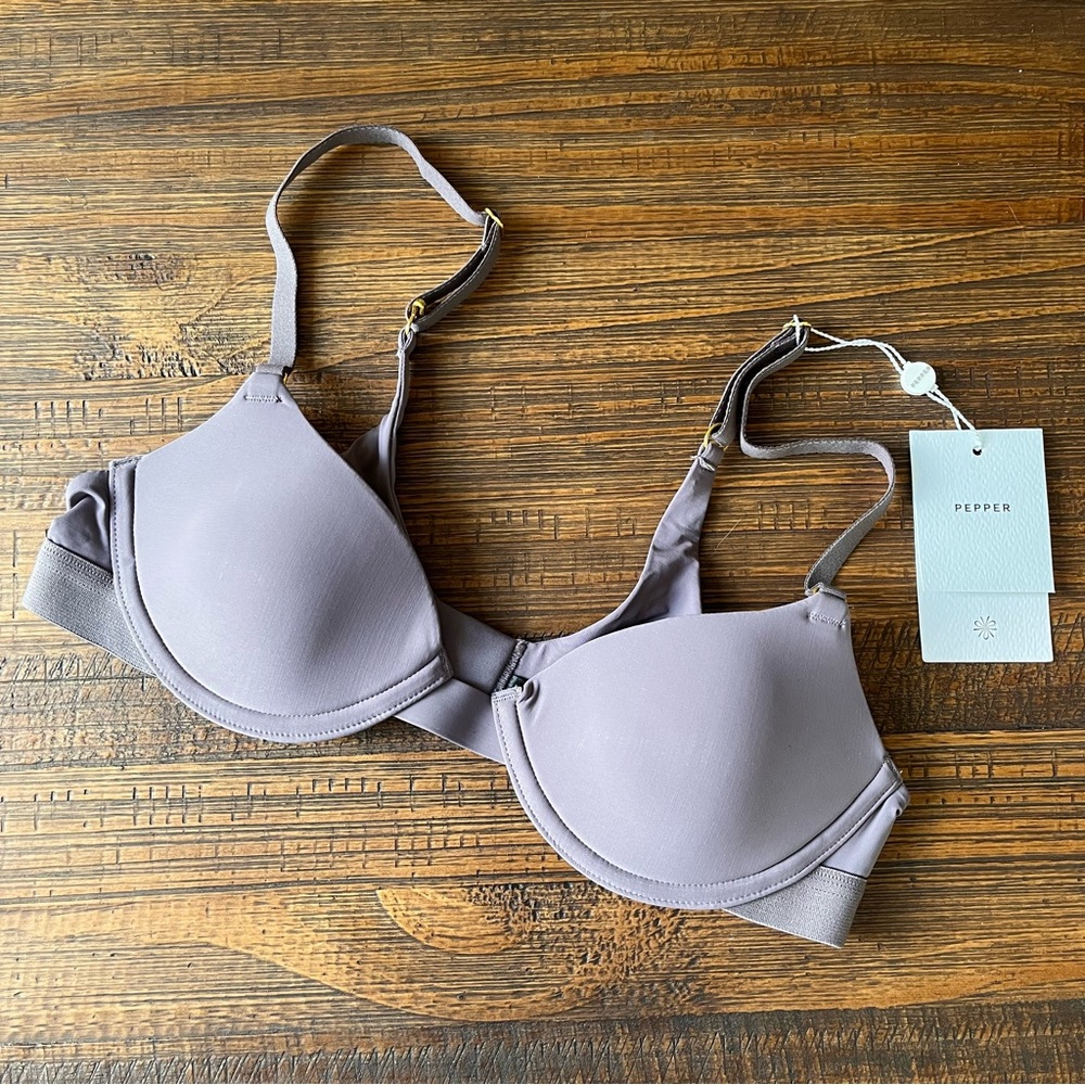 NWT Pepper Ultimate Contour T-Shirt Bra 34AA Gray